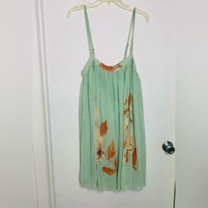Love 21 Floral Pleated Dress Sea Foam Rust Size L